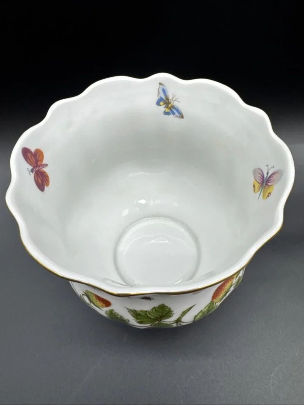 VTG Ardalt Lenwile #6166 Strawberry Butterfly Insect Cachepot Planter 5” Japan